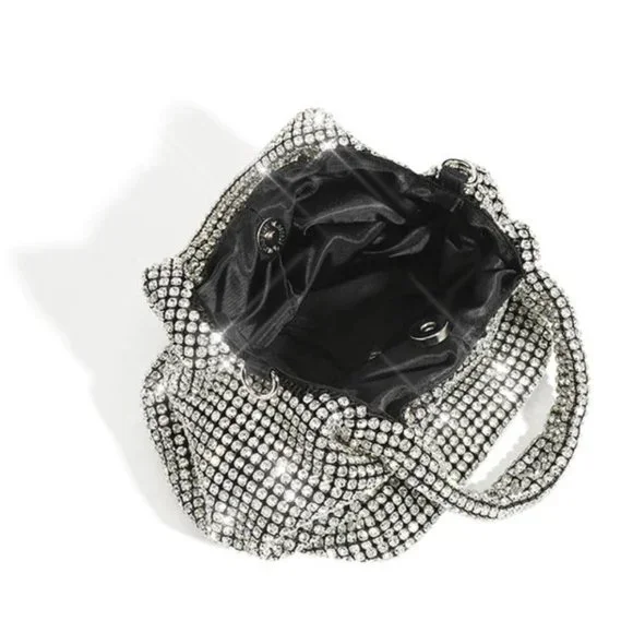 NWT Sparkling Bling SwarovskI Crystal Rhinestone Bucket Bag Shoulder Pur… - Picture 11 of 17